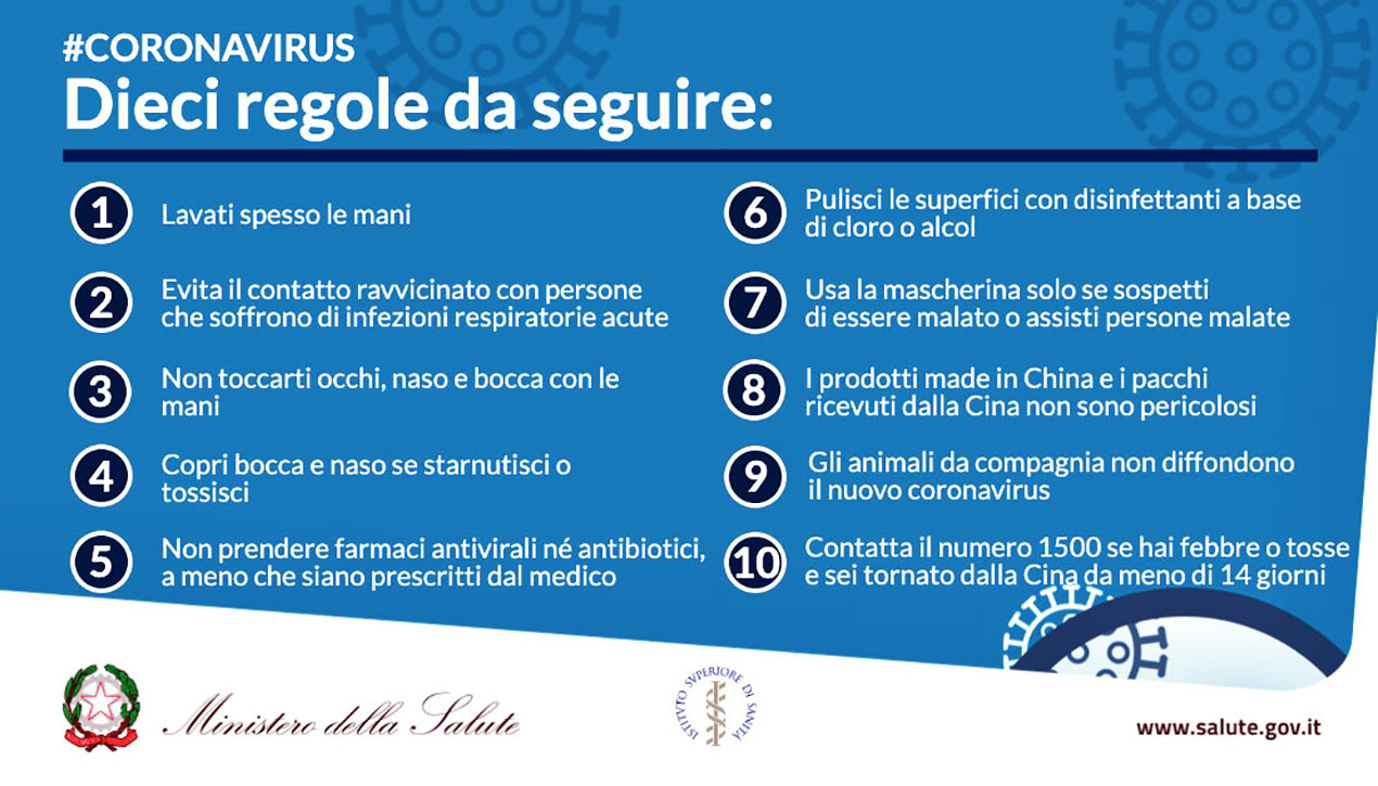 Grafica: #coronavirus dieci regole da seguire